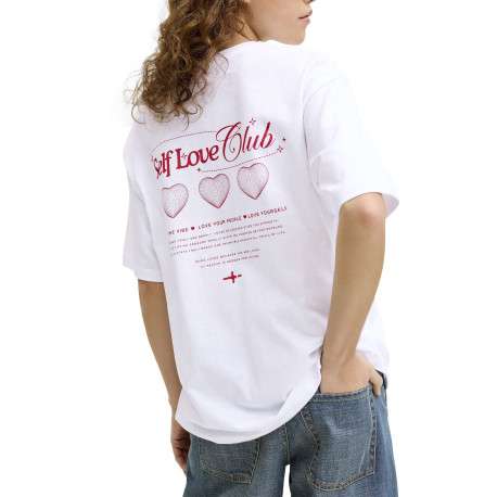 T-shirt en coton blanc à coupe droite orné d'un imprimé dans le dos - Image 4