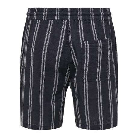 Short jogging marine à rayures pourvu d'une taille élastiquée - Image 2