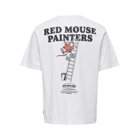 T-shirt en coton blanc uni pourvu d'un imprimé souris et d'un col rond - Image 2