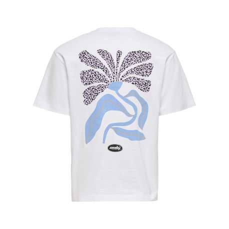 T-shirt en coton biologique blanc uni pourvu d'un imprimé fleur - Image 2