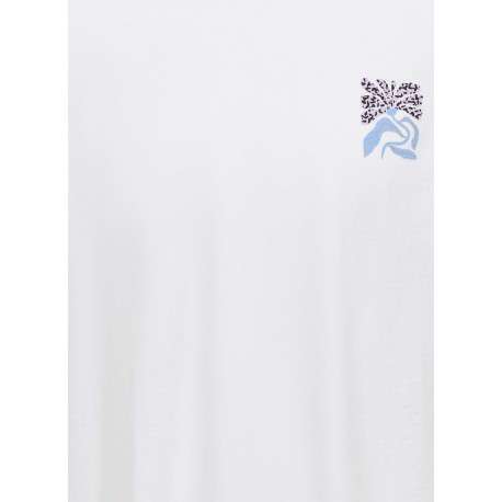 T-shirt en coton biologique blanc uni pourvu d'un imprimé fleur - Image 3