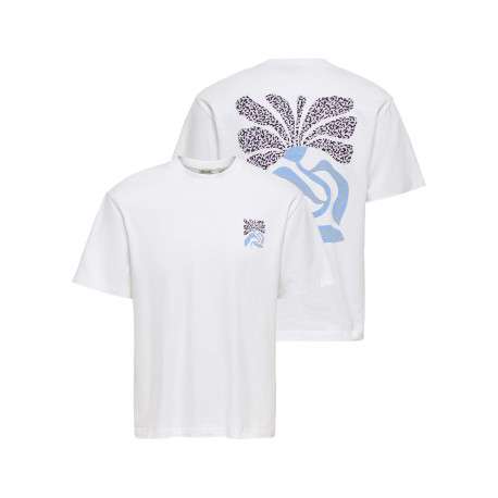 T-shirt en coton biologique blanc uni pourvu d'un imprimé fleur - Image 4
