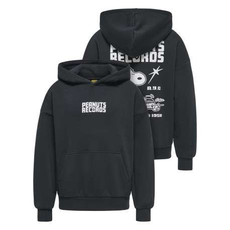 Sweat en coton mélangé noir uni pourvu d'un imprimé snoopy et d'une capuche - Image 4