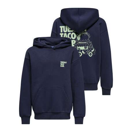 Sweat en coton mélangé marine uni pourvu d'un imprimé foodtruck - Image 3