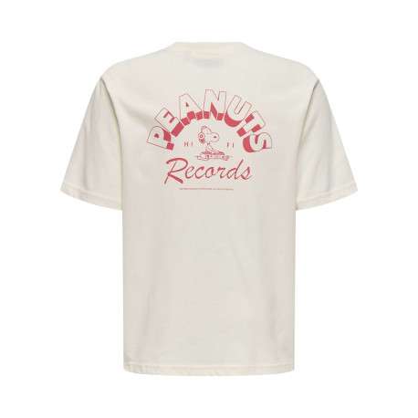 T-shirt en coton écru uni pourvu d'un imprimé snoopy et d'un col rond - Image 2