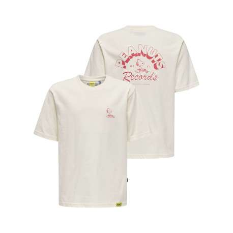 T-shirt en coton écru uni pourvu d'un imprimé snoopy et d'un col rond - Image 3