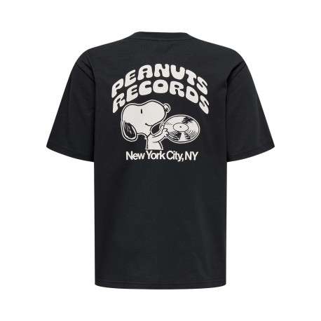 T-shirt en coton noir uni pourvu d'un imprimé snoopy et d'un col rond - Image 2