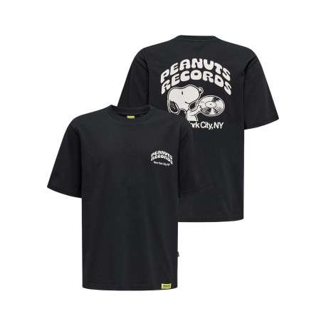T-shirt en coton noir uni pourvu d'un imprimé snoopy et d'un col rond - Image 3