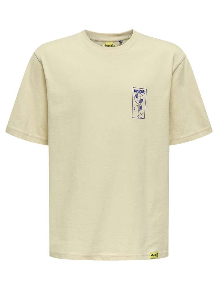 T-shirt en coton beige uni...