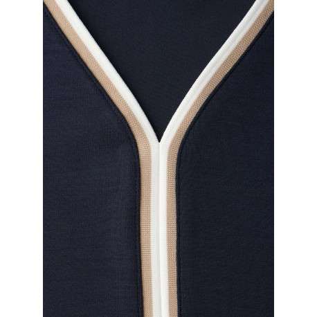 T-shirt marine uni pourvu d'une coupe droite et de manches longues - Image 2