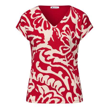 T-shirt rouge à motifs pourvu d'une coupe droite et de manches courtes