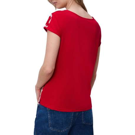 T-shirt rouge à motifs pourvu d'une coupe droite et de manches courtes - Image 4