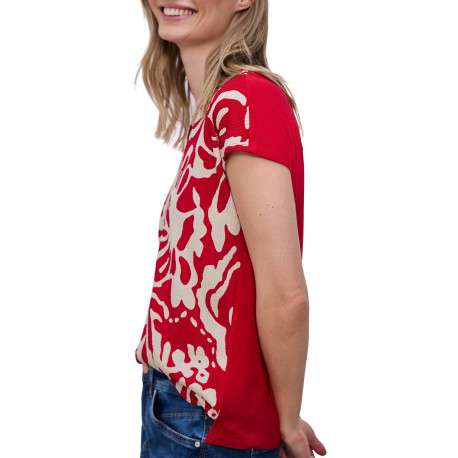 T-shirt rouge à motifs pourvu d'une coupe droite et de manches courtes - Image 5