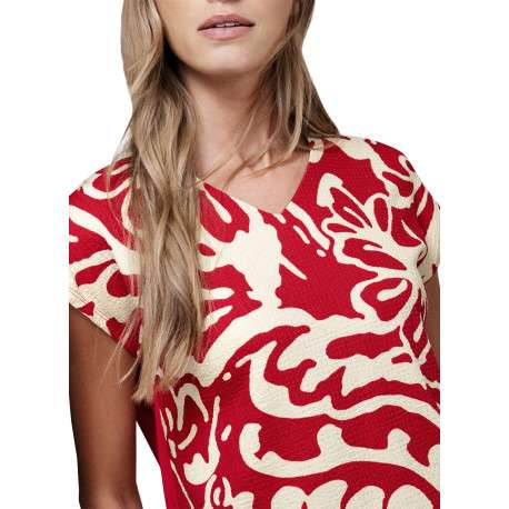T-shirt rouge à motifs pourvu d'une coupe droite et de manches courtes - Image 6