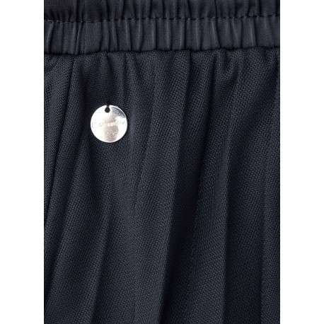Jupe longue marine unie pourvue d'une taille élastiquée et d'un coupe ample - Image 2