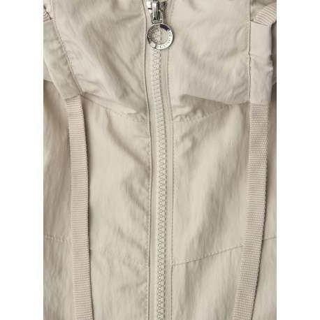 Veste imperméable beige unie pourvue d'une capuche et de manches longues - Image 2