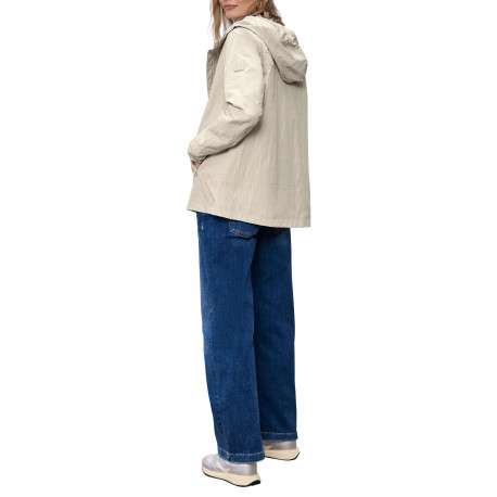 Veste imperméable beige unie pourvue d'une capuche et de manches longues - Image 4