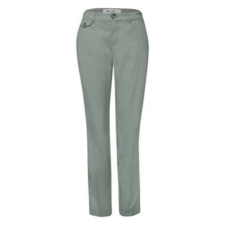 Pantalon chino en coton kaki uni pourvu de multiples poches