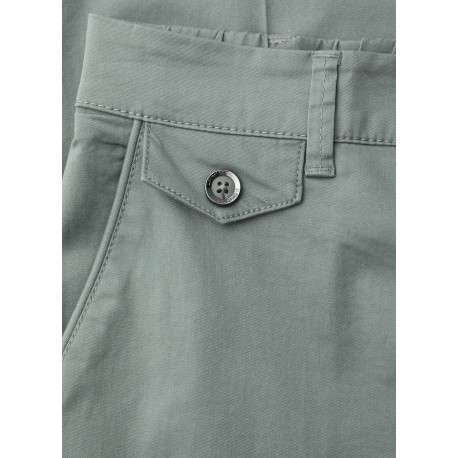 Pantalon chino en coton kaki uni pourvu de multiples poches - Image 2