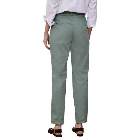 Pantalon chino en coton kaki uni pourvu de multiples poches - Image 4