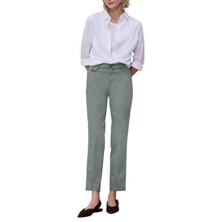 Pantalon chino en coton kaki uni pourvu de multiples poches - Image 5