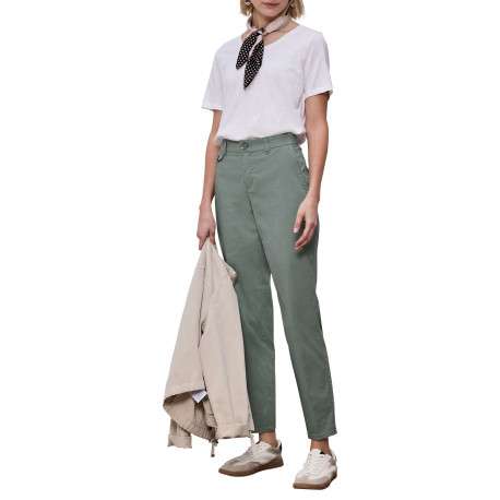 Pantalon chino en coton kaki uni pourvu de multiples poches - Image 6