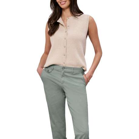 Pantalon chino en coton kaki uni pourvu de multiples poches - Image 7