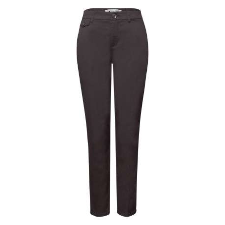 Pantalon chino en coton marron uni pourvu de multiples poches
