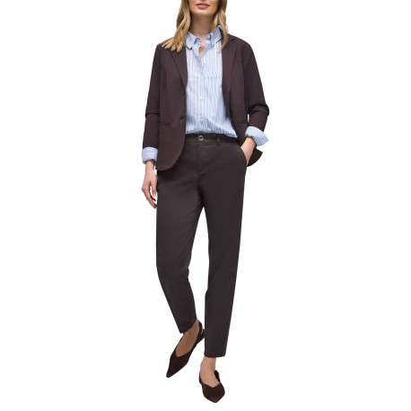 Pantalon chino en coton marron uni pourvu de multiples poches - Image 5