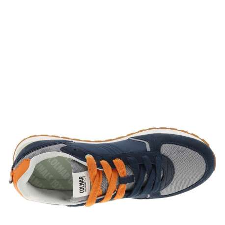 Baskets running en cuir bleu marine à talon plat avec deux paires de lacets - Image 4