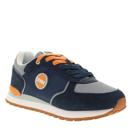 Baskets running en cuir bleu marine à talon plat avec deux paires de lacets - Image 3
