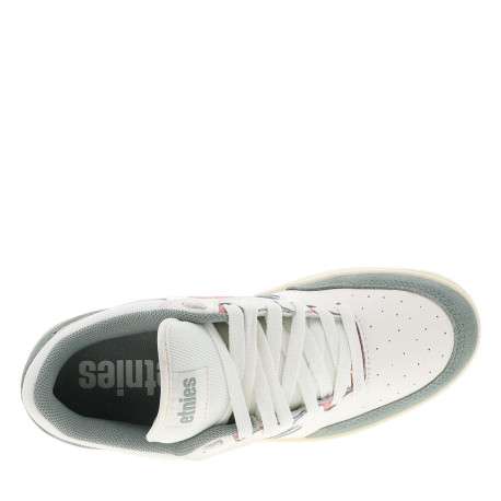 Baskets skate en cuir blanches avec un talon plat et des lacets - Image 4