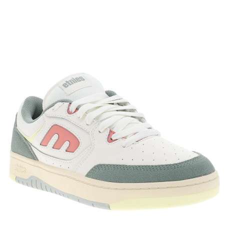 Baskets skate en cuir blanches avec un talon plat et des lacets - Image 3
