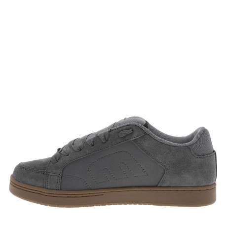 Baskets skate grises à talon plat avec des lacets et une languette large
