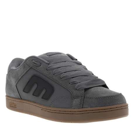 Baskets skate grises à talon plat avec des lacets et une languette large - Image 3