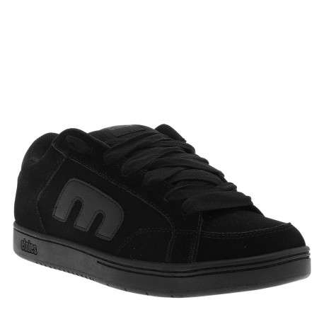 Baskets skate en cuir noires avec un talon plat et des lacets - Image 3