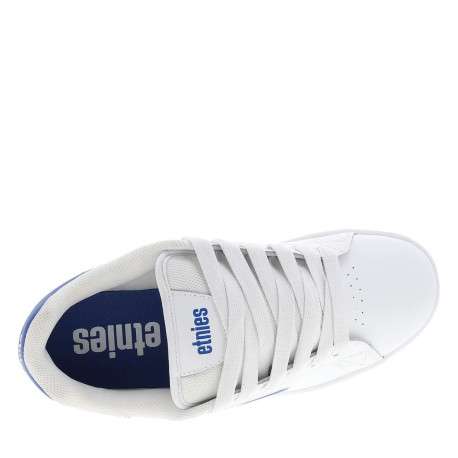 Baskets skate en cuir blanches avec un talon plat et des lacets - Image 4