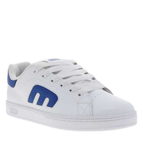 Baskets skate en cuir blanches avec un talon plat et des lacets - Image 3