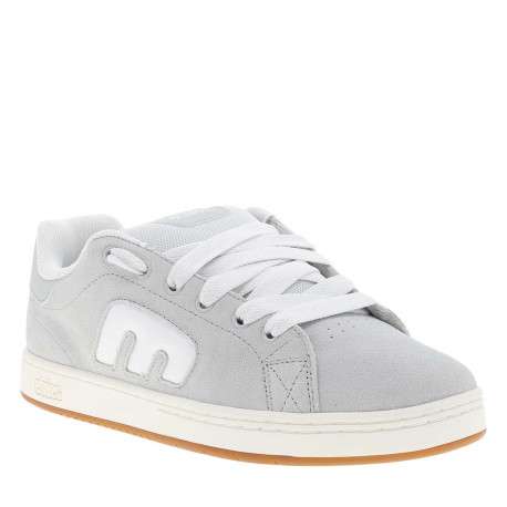 Baskets skate en cuir grises avec un talon plat et des lacets - Image 3