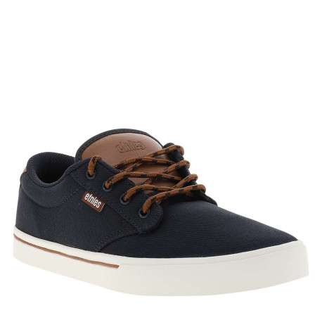 Baskets skate bleu marine avec un talon plat et des lacets ronds marron - Image 3