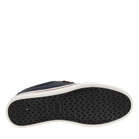 Baskets skate bleu marine avec un talon plat et des lacets ronds marron - Image 5