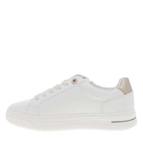 Tennis blanches à talon plat avec des lacets et un zip latéral