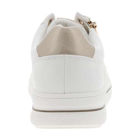 Tennis blanches à talon plat avec des lacets et un zip latéral - Image 6
