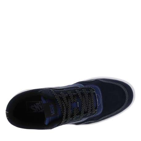 Baskets bleu marine en cuir avec un talon plat et des lacets - Image 4
