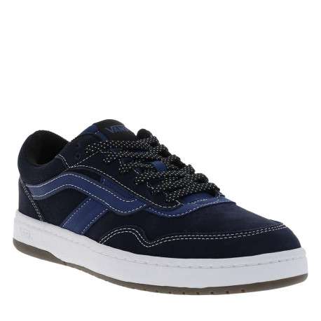 Baskets bleu marine en cuir avec un talon plat et des lacets - Image 3