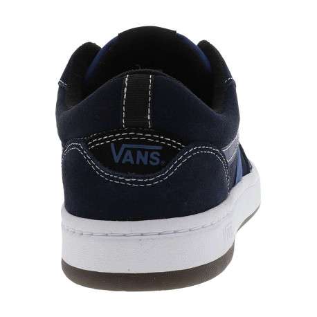 Baskets bleu marine en cuir avec un talon plat et des lacets - Image 6