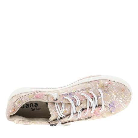 Tennis multicolores à talon plat avec des lacets ronds et un zip latéral - Image 4