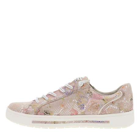 Tennis multicolores à talon plat avec des lacets ronds et un zip latéral