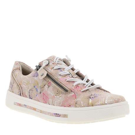 Tennis multicolores à talon plat avec des lacets ronds et un zip latéral - Image 3