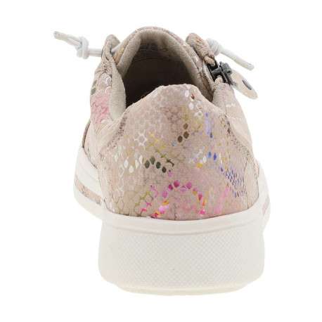 Tennis multicolores à talon plat avec des lacets ronds et un zip latéral - Image 6